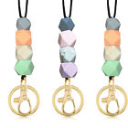 1/2x Silicone Beads Neck Strap Lanyard ID Card Badge Keyring Key Holder Necklace