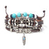 Turquoise Woven Leather Multi Layered Beaded Bracelet with Wood Beads for Women