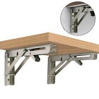 2PCS Stainless Steel Folding Table Bracket Shelf Bench Load Heavy Duty