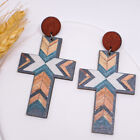 Vintage Cross Pattern Patchwork Earrings Colorful Boho Jewelry for Women Gift
