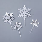 4pcs Snowflake Cake Toppers Acrylic Christmas Party Cupcake Decorations AU stock