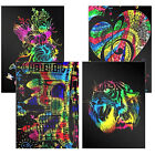 20X Sheets Scratch Paper Creative Art Rainbow Paper Sketch Book+Bamboo Pen Ruler