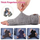 Men's Thermal Fingerless Mittens – Alpaca Wool Knitted Half-Finger Winter Gloves (2 Pack)