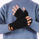 2X Mens Winter Thermal Knitted Half Finger Mittens Alpaca Wool Fingerless Gloves