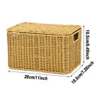 Storage Box Bedroom Organizer Faux Rattan Woven Basket with Lid Home Storage