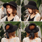 Women Straw Cap Fashion Visor Summer Sun Hat Bow Wide Brim Foldable Beach