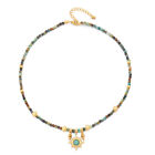 Vintage Colourful Beaded Necklace for Women with Turquoise Sun Pendant Fashion