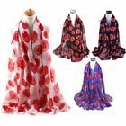 Women Ladies Poppy Print Floral Scarf Remembrance Day Poppies Scarves Wrap Shawl