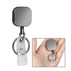 2X Square Metal Retractable Pull Key Ring Badge Lanyard Reel Belt Clip Keychain