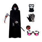Halloween Grim Reaper Costume Scary Ghost Costumes with/Glowing Eyes- Adult Kids