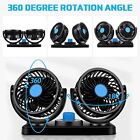 12V Auto Dashboard Cooling Air Fan 2 Speed Dual Head  Car Fan 360° Rotatable