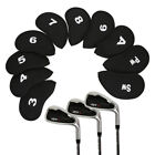 10 PCS Golf Head Cover Club Iron Putter Head Protector Neoprene Covers Set Black