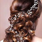 100cm Women Vine Crystal Pearl Wedding Headdress Chain Headpiece Hair Bridal