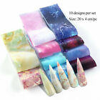 Set of 10 Styles Galaxy Marble Transfer Foil Paper Star Glue Nail Art Stickers