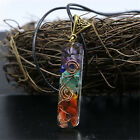 2pcs 7 Stone Necklace Chakra Natural Stone Necklace Yoga Pendant Unisex Pendant