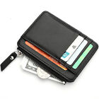 5pcs Leather Small Coin Case Card Holder Black Zip Wallet Pouch Mini Purse Bag
