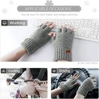 2X Mens Winter Thermal Knitted Half Finger Mittens Alpaca Wool Fingerless Gloves