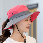 Wide Brim Sun Hat Women UV Protection Ponytail Summer Beach Visor Floppy Cap AU