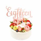 2pcs Eighteen18 Birthday Cake Topper Party Decor Mirror Rose Gold Acrylic 18th