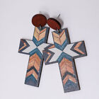 Vintage Cross Pattern Patchwork Earrings Colorful Boho Jewelry for Women Gift