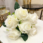 White Latex Real Touch Flowers Rose Artificial Flowers Bouquet Wedding Party AUS