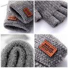 2X Mens Winter Thermal Knitted Half Finger Mittens Alpaca Wool Fingerless Gloves