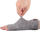 2X Mens Winter Thermal Knitted Half Finger Mittens Alpaca Wool Fingerless Gloves