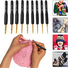 9x Soft Sewing Handle Aluminum Crochet Hook Knitting Needles Yarn 2-6mm Set AU