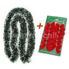 5X 2m Christmas Tinsel Garland Bows Party Xmas Tree Ornaments Door Fireplace Dec