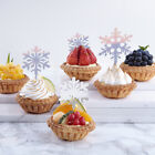 4pcs Snowflake Cake Toppers Acrylic Christmas Party Cupcake Decorations AU stock