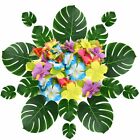 12/24/36x Beach Luau Artificial Tropical Leaf Hawaiian Party Jungle Palm Leaves