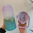 2L Sports Water Bottle Large Capacity Straw Time Motivational Cup Fitness Jugs