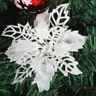 10 X Christmas Poinsettia Glitter Flower Tree Hanging Xmas Tree Party Decoration