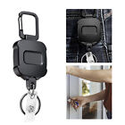 1X Heavy Duty Metal Retractable Carabiner Key Chain Ring Badge Holder Steel Cord
