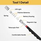 5 Pcs Portable Magnetic Pick Up Tool Extendable Telescopic LED Torch Magnet Rod