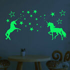 Glow In The Dark Rainbow Moon Stars Unicorn Wall Sticker Kids Room Fun Decor