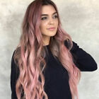 Women Long Wig Color Pink hair Ombre Rose Hair Taro Hairstyle Black Wavy hair AU