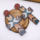 Vintage Cross Pattern Patchwork Earrings Colorful Boho Jewelry for Women Gift