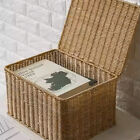 Storage Box Bedroom Organizer Faux Rattan Woven Basket with Lid Home Storage