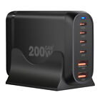 6 Port Fast GaN 200W Multi USB-C Wall Charger Quick Charging QC PD Type C USB AU