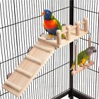 Bird Swing Toy Wooden Parrot Perch Stand Playstand Beads Cage Playground
