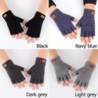 2X Mens Winter Thermal Knitted Half Finger Mittens Alpaca Wool Fingerless Gloves