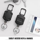 10PCS Heavy Duty Metal Retractable Carabiner Key Chain Ring Badge Steel Cord New