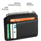 5pcs Leather Small Coin Case Card Holder Black Zip Wallet Pouch Mini Purse Bag