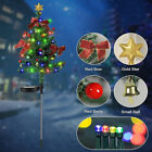 LED Christmas Tree Solar Lights Light Stake Outdoor Path Garden Lamp Xmas Decor