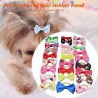 100PCS Pet Small Dog Hair Bows Rubber Bands Puppy Cat Grooming Accessory Set AU