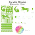 Glow In The Dark Rainbow Moon Stars Unicorn Wall Sticker Kids Room Fun Decor