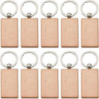 10Pcs Blank Rectangle Wooden Key Chain DIY Wood Keyrings Key Tags Friends Gifts