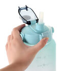 2L Sports Water Bottle Large Capacity Straw Time Motivational Cup Fitness Jugs