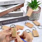 10Pcs Blank Rectangle Wooden Key Chain DIY Wood Keyrings Key Tags Friends Gifts